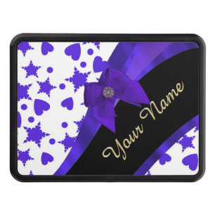 Dark blue pretty girly pattern personalized trailer hitch cover