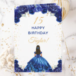 Dark Blue Princess Floral Happy Birthday Card<br><div class="desc">This elegant and glamorous birthday card can be personalized with a name or title such as daughter, granddaughter, niece, friend etc. The design features a beautiful princess with dark hair in a dark blue ball gown. The text combines handwritten script and modern sans serif fonts for a classy and sophisticated...</div>