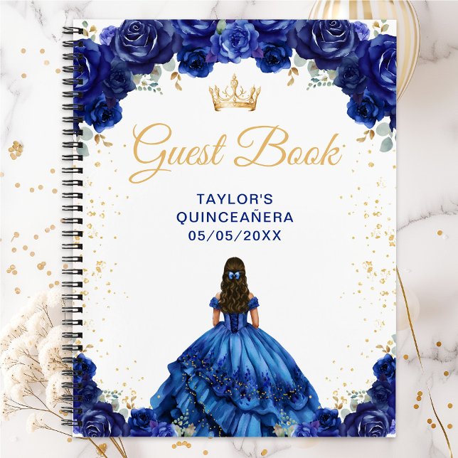 Dark Blue Princess Quinceañera Guest Book (Creator Uploaded)