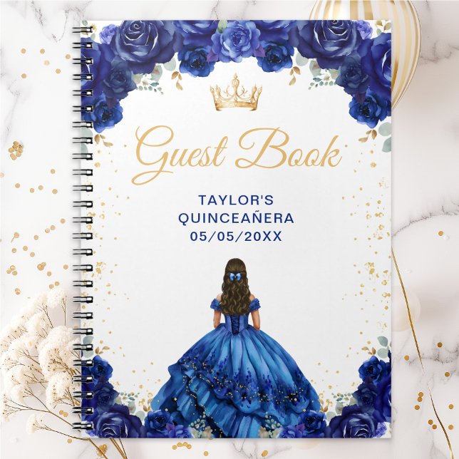 Dark Blue Princess Quinceañera Guest Book (Creator Uploaded)