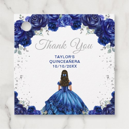 Dark Blue Princess Quinceaera Thank You Favor Tags