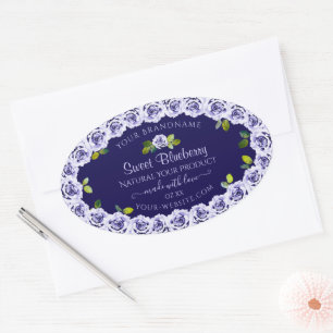 Dark Blue Product Packaging Labels Cool Rose Frame