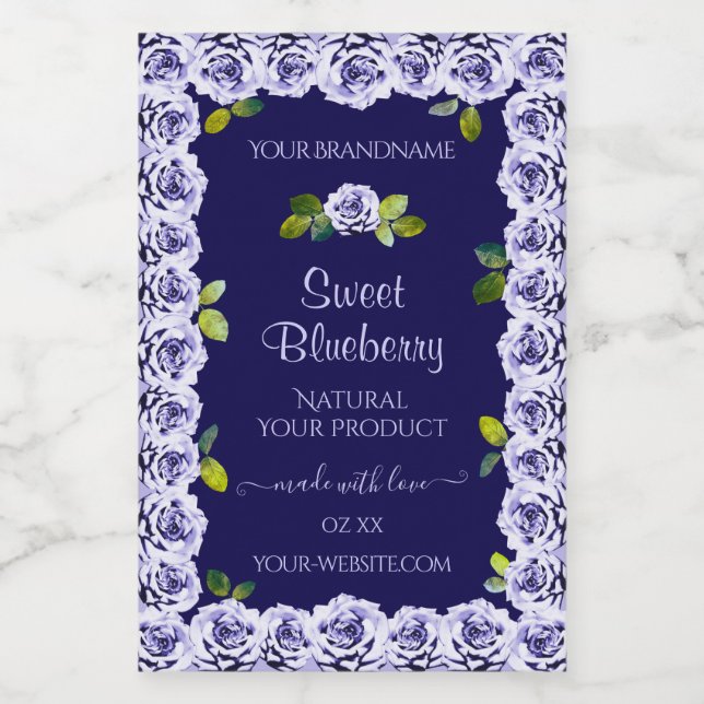 Dark Blue Product Packaging Labels Cool Rose Frame (Single Label)