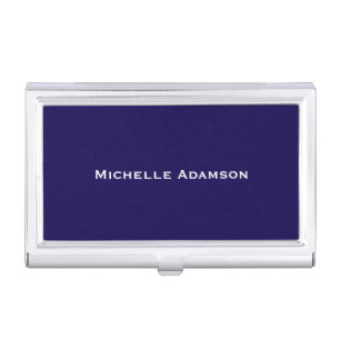 Dark Blue Professional Plain Modern Business Card Case