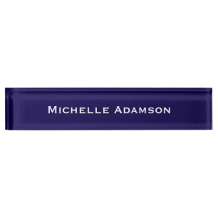 Dark Blue Professional Plain Modern Desk Name Plate