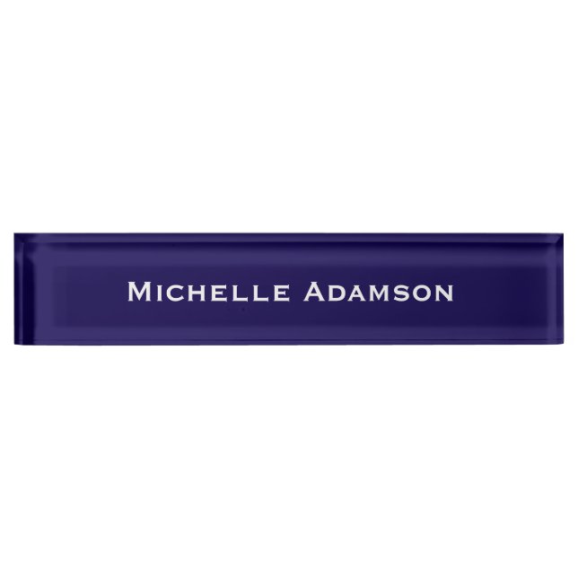 Dark Blue Professional Plain Modern Desk Name Plate (Front)