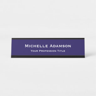 Dark Blue Professional Plain Modern Desk Name Plate