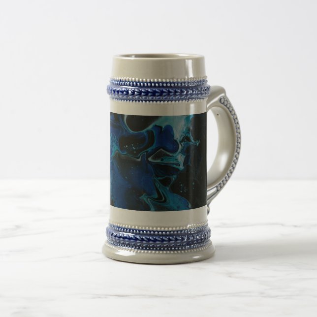 Dark blue psychedelic liquid beer stein (Front Right)