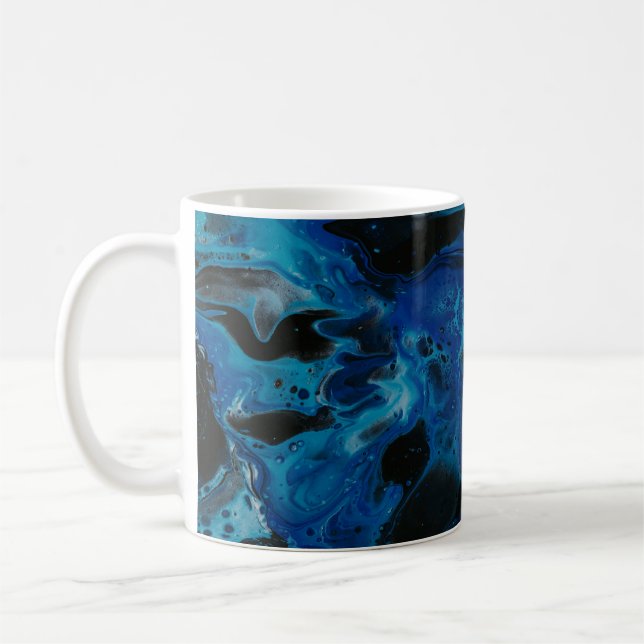 Dark blue psychedelic liquid coffee mug (Left)