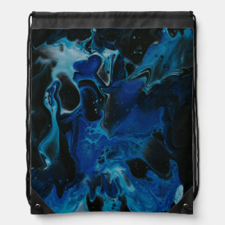 Dark blue psychedelic liquid drawstring bag