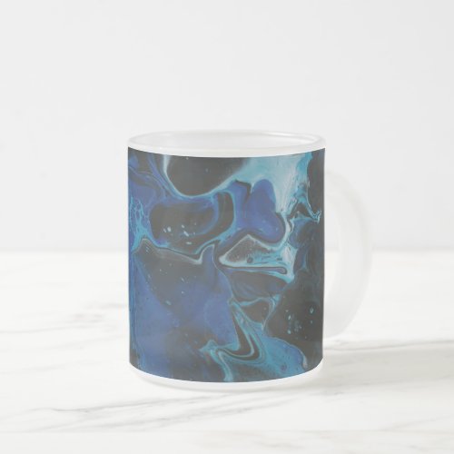 Dark blue psychedelic liquid frosted glass coffee mug
