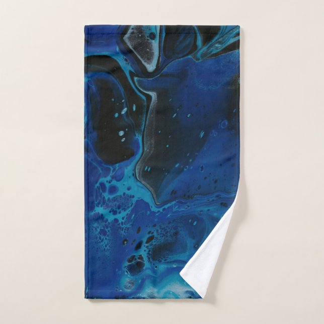 Dark blue psychedelic liquid hand towel  (Hand Towel)