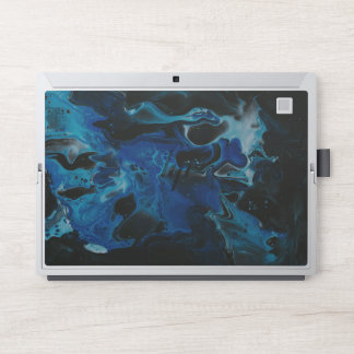 Dark blue psychedelic liquid HP laptop skin