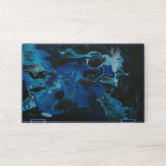 Dark blue psychedelic liquid HP laptop skin