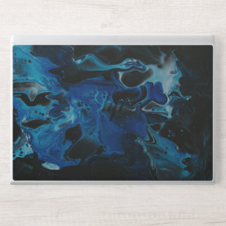 Dark blue psychedelic liquid HP laptop skin