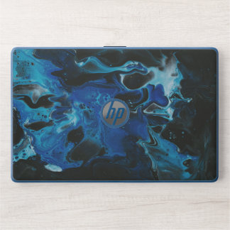 Dark blue psychedelic liquid HP laptop skin