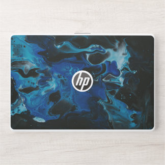 Dark blue psychedelic liquid HP laptop skin