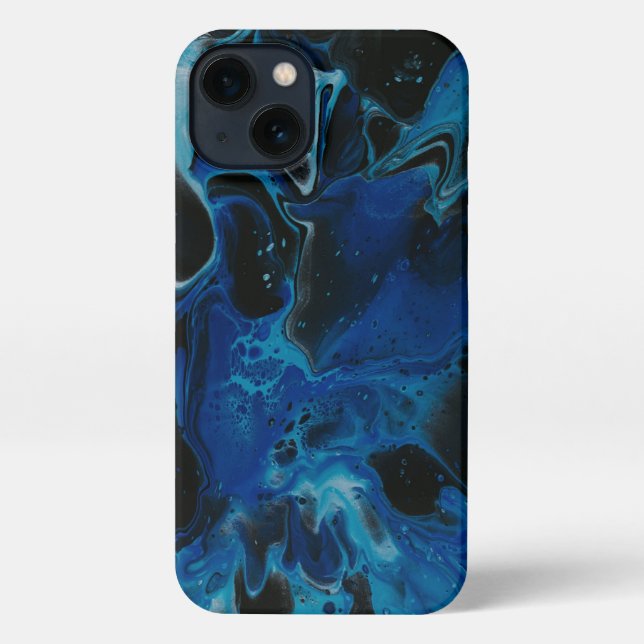 Dark blue psychedelic liquid iPhone case (Back)