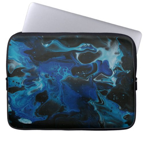 Dark blue psychedelic liquid laptop sleeve