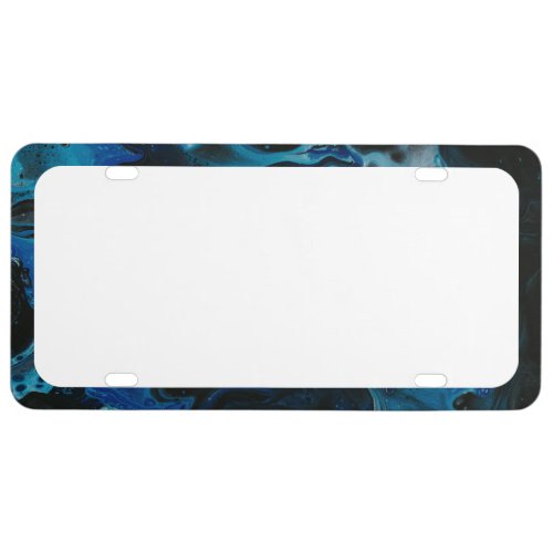 Dark blue psychedelic liquid license plate