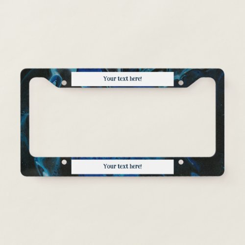 Dark blue psychedelic liquid license plate frame