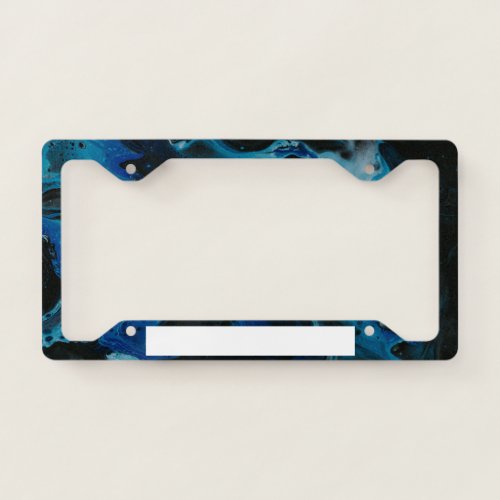 Dark blue psychedelic liquid license plate frame
