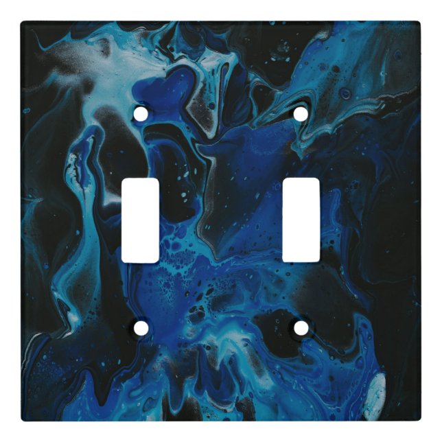 Dark blue psychedelic liquid light switch cover (Front)