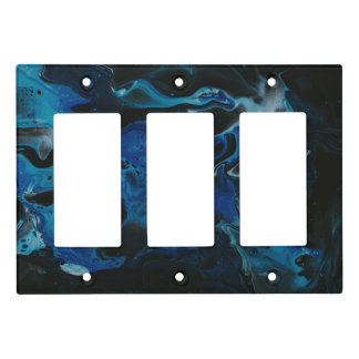 Dark blue psychedelic liquid light switch cover