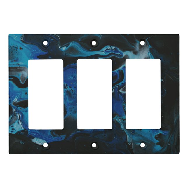 Dark blue psychedelic liquid light switch cover (Front)