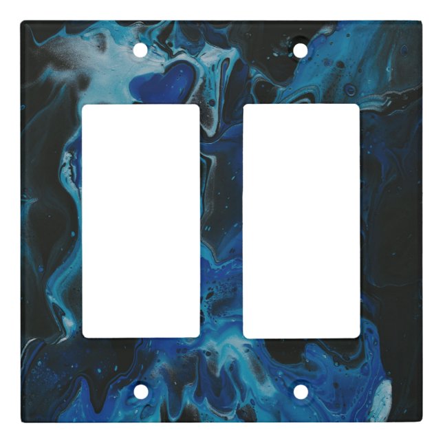 Dark blue psychedelic liquid light switch cover (Front)