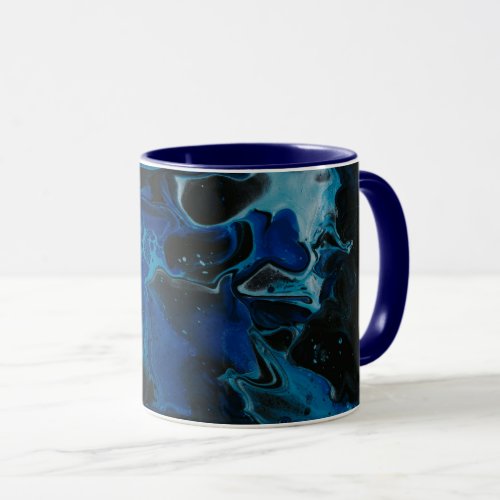 Dark blue psychedelic liquid mug