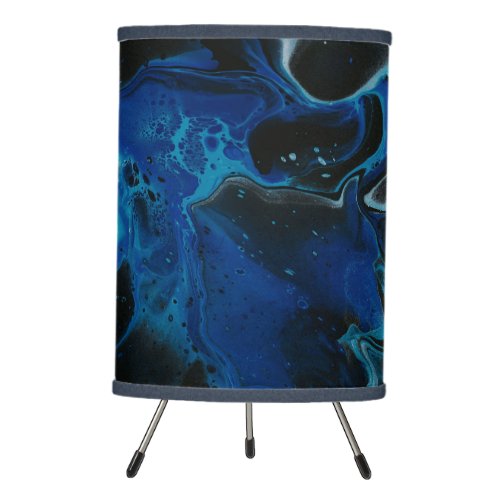 Dark blue psychedelic liquid tripod lamp