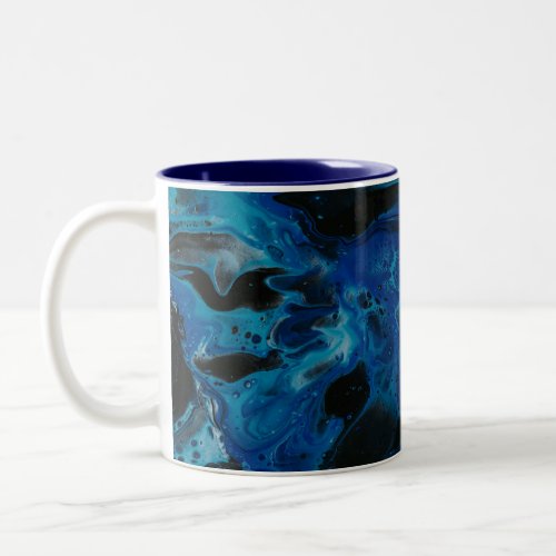 Dark blue psychedelic liquid Two_Tone coffee mug