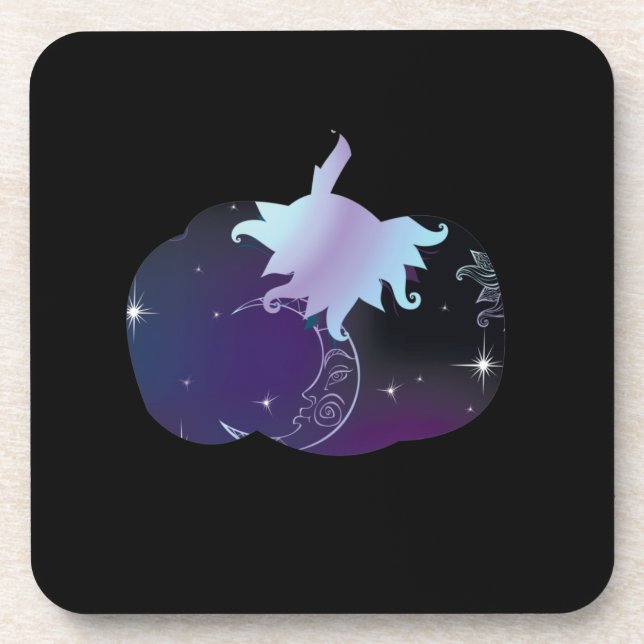 Dark Blue Pumpkin Beverage Coaster (Front)