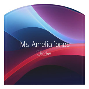 Dark blue purple abstract school door sign
