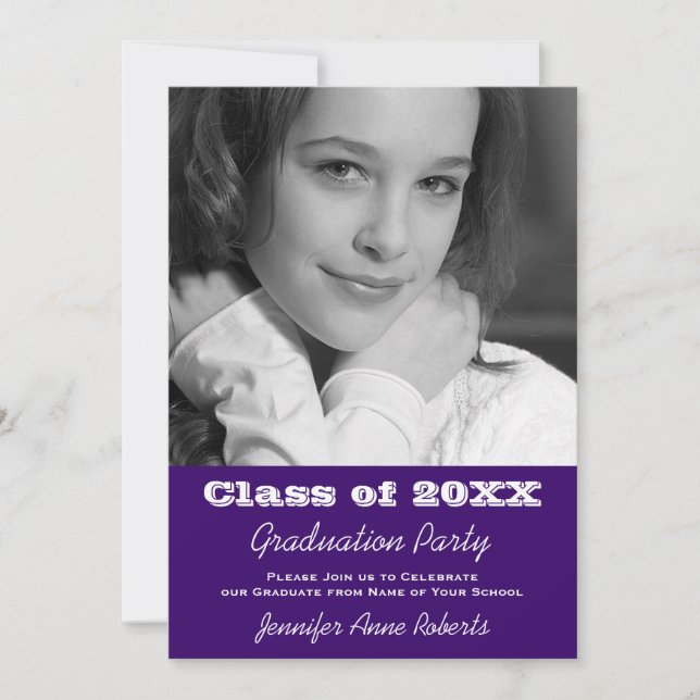 Dark Blue Purple Graduation Invite Son or Daughter (Front)
