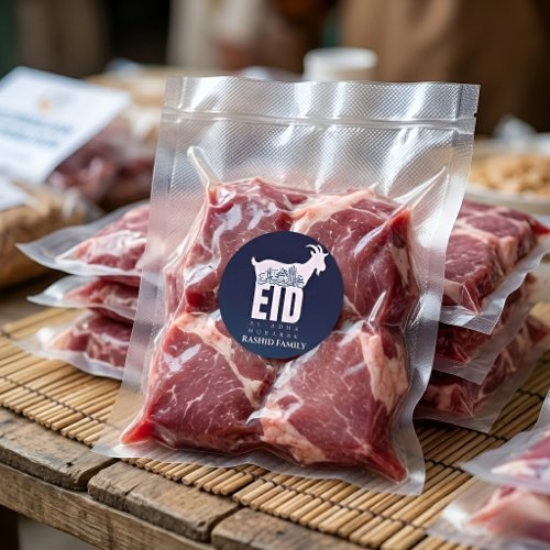 Dark Blue Qurbani Eid Al-Adha Greeting Classic Round Sticker