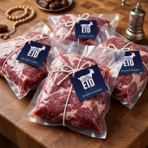 Dark Blue Qurbani Eid Al-Adha Greeting Favor Tags