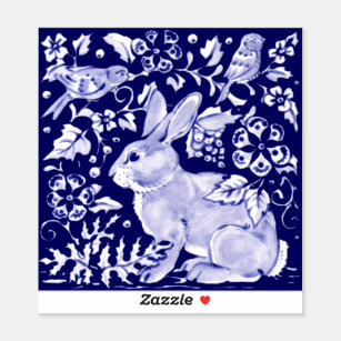 purple flower rabbit sticker Blue rabbit sticker