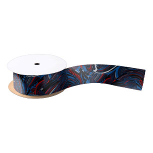 Dark Blue Red and White Swirls Ribbon