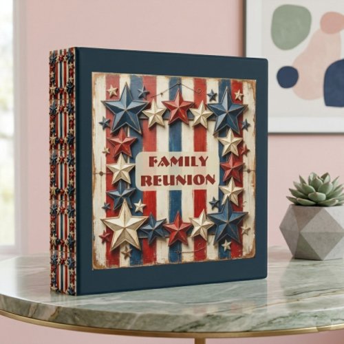 Dark Blue Red Stars & Stripes Vintage Family Album 3 Ring Binder