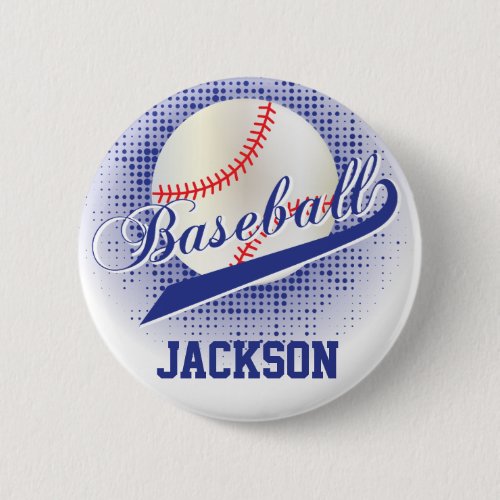 Dark Blue Retro Baseball Style Pinback Button