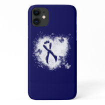 Dark Blue Ribbon Grunge Heart iPhone 11 Case