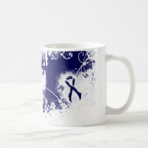Dark Blue Ribbon Grunge Heart Coffee Mug