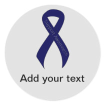Dark Blue Ribbon Support Awareness Classic Round Sticker