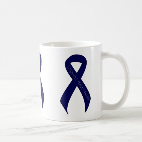 Dark Blue Ribbon Support Awareness Coffee Mug