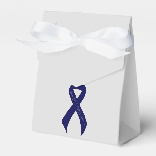 Dark Blue Ribbon Support Awareness Favor Boxes