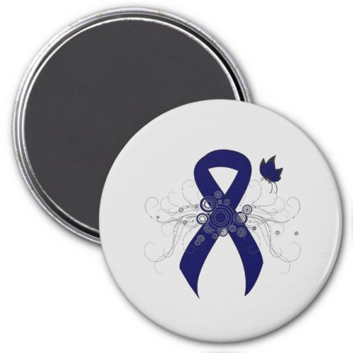 Dark Blue Ribbon with Butterfly Magnet