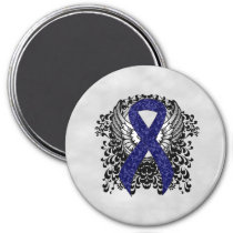 Dark Blue Ribbon with Wings Magnet