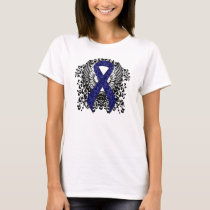 Dark Blue Ribbon with Wings T-Shirt